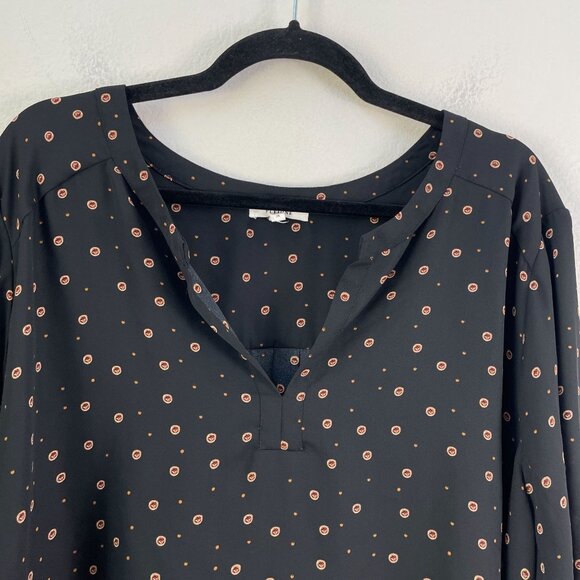 Pleione Womens Plus 3X Blouse Polka Dot Long Sleeve Tunic Top Pleated Back - Picture 8 of 10